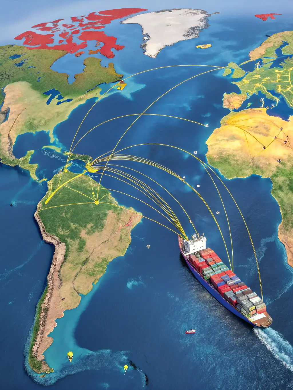 An image depicting a container ship being tracked in real-time on a digital map, emphasizing the importance of container visibility.